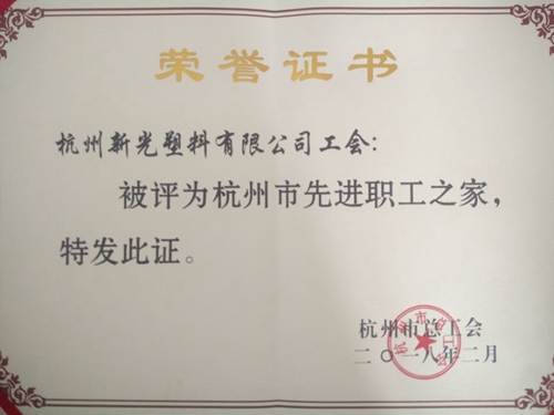 新光公司工會獲評2017年度&ldquo;杭州市先進職工之家&rdquo;